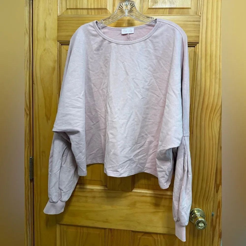 Pink Lily blush pink cropped sweatshirt with back detailing size S